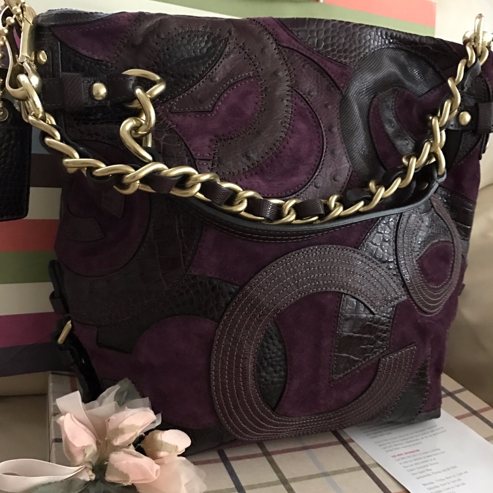 Rare Coach 14339 Purple Suede Leather Handbag
